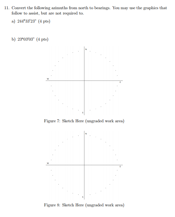 Solved Convert the following bearings to azimuths from