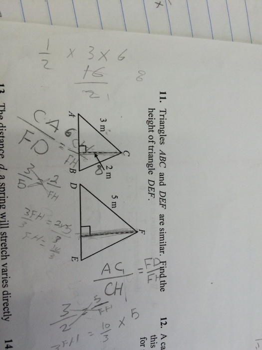 Solved 11. Triangles ABC and DEF are similar. find the
