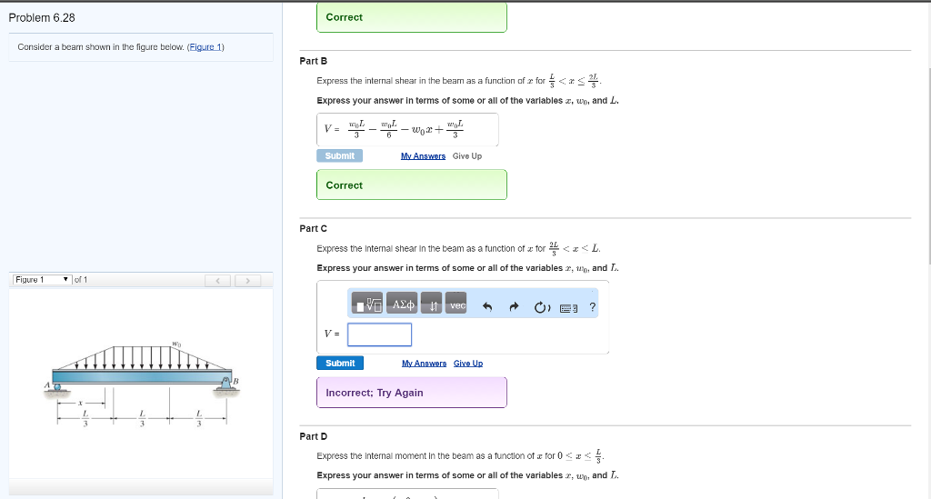 Solved Problem 6.2 Consider a beam shown in the figure below | Chegg.com