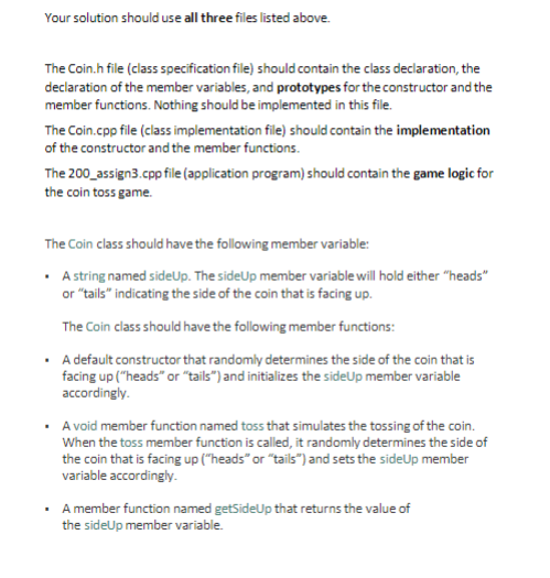 Solved // Specification file for the Coin class #ifnaef COIN | Chegg.com