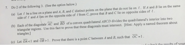 Solved Let l be a line on a plane and A, B, and C distinct | Chegg.com