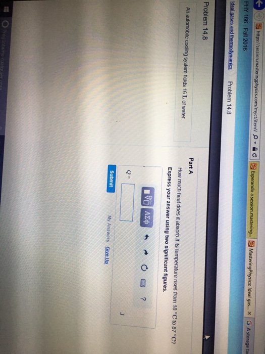 Solved An automobile cooling system holds 16 L of water.