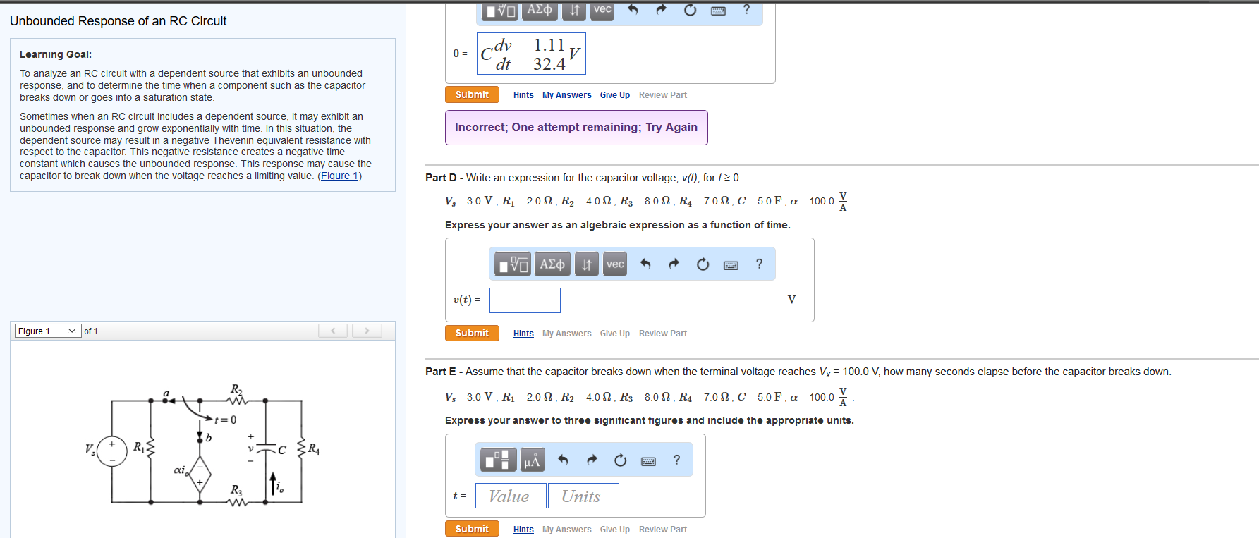 Solved Learning Goal: To analyze an RC circuit with a | Chegg.com