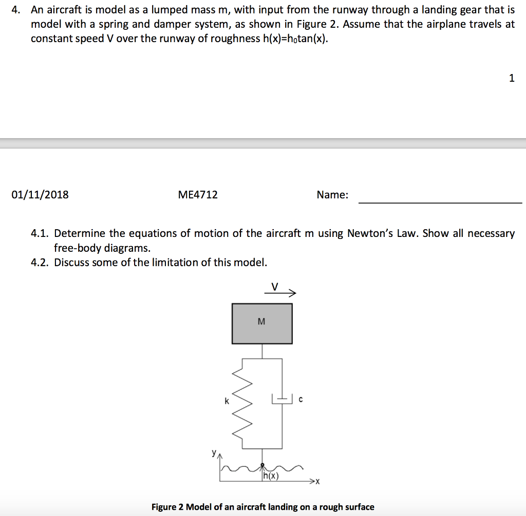 Solved . An aircraft is model as a lumped mass m, with input | Chegg.com