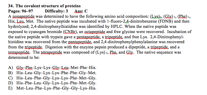 Solved A Nonapeptide Was Determined To Have The Following | Chegg.com