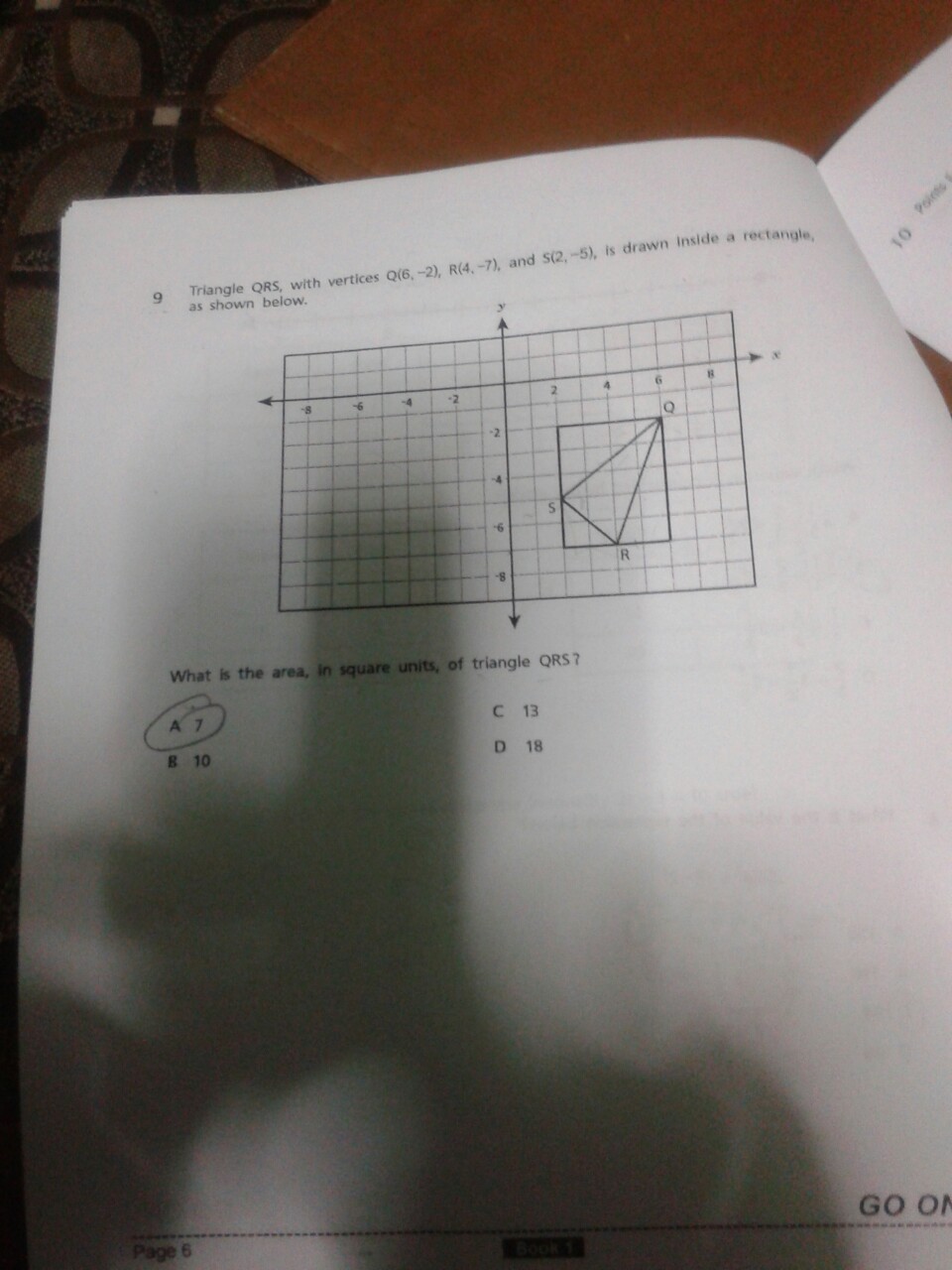 Solved Triangle QRS, with vertices Q(6, 2), R(4.7), and