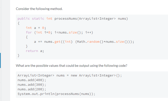 solved-consider-the-following-method-public-static-int-chegg