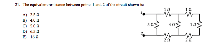 Solved The equivalent resistance between points 1 and 2 of | Chegg.com