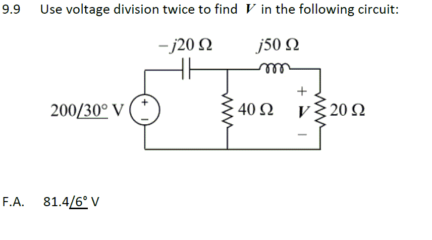 Solved Use voltage division twice to find V in the following | Chegg.com