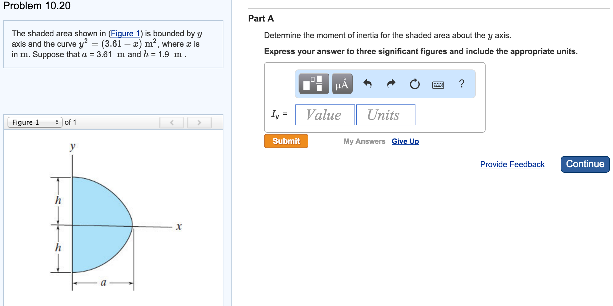 Solved The shaded area shown in (Figure 1) is bounded by y | Chegg.com