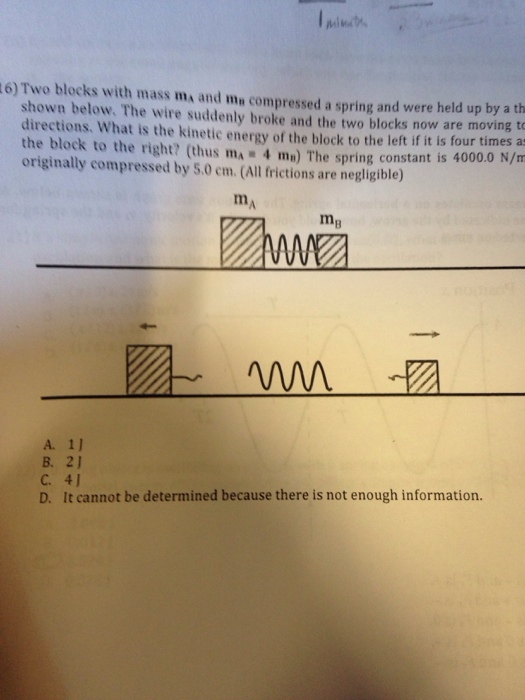 Solved 6) Two blocks with mass ma and in compressed a