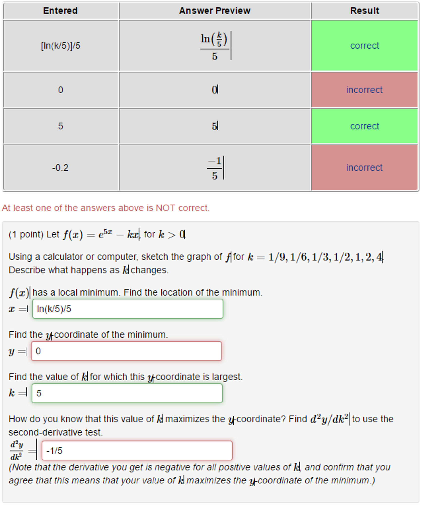 Solved Let F X E 5x Kx For K 0 Using A Calculato