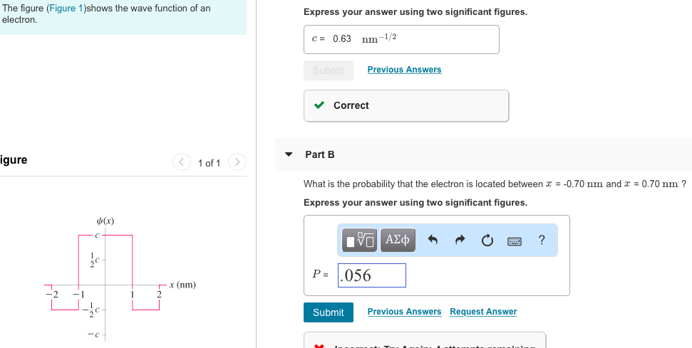 Solved The figure (Figure 1)shows the wave function of an | Chegg.com