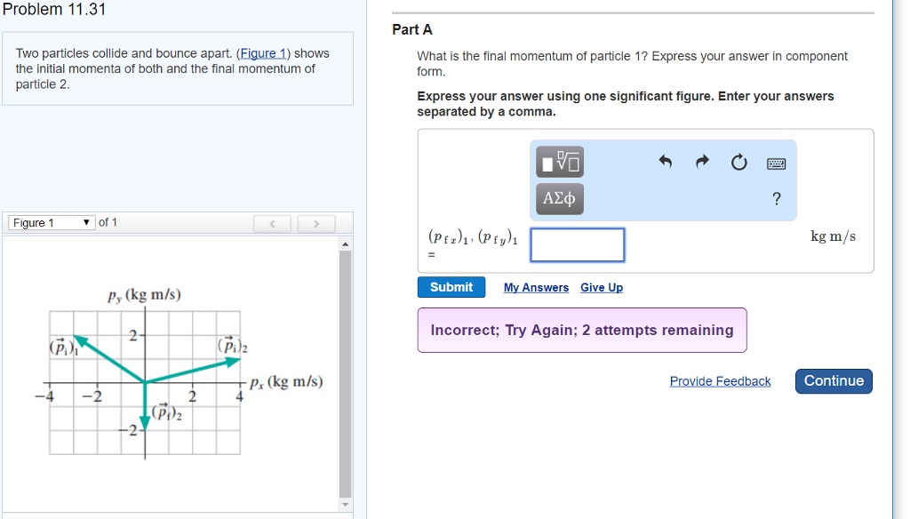 Solved Two particles collide and bounce apart. (Figure 1)