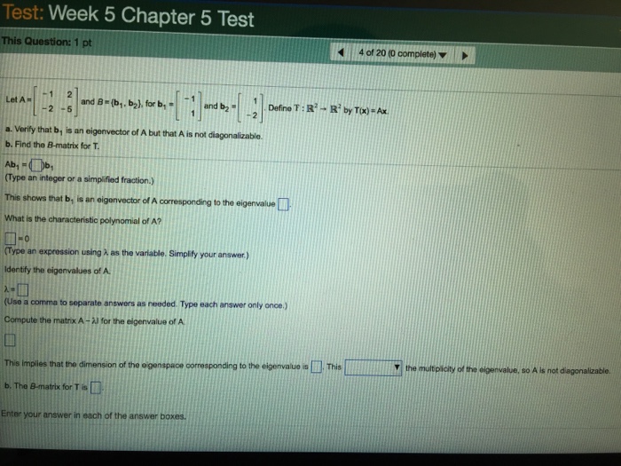 Solved Let A = [-1 2 -2 -5] And B = (b_1, B_2), For B_1 = | Chegg.com