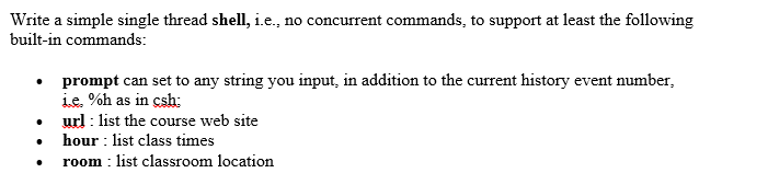 Solved Write a simple single thread shell, i.e., no | Chegg.com