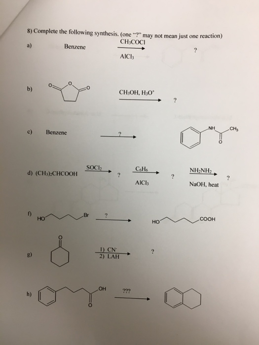 Solved Complete The Following Synthesis. (one "?" May Not | Chegg.com