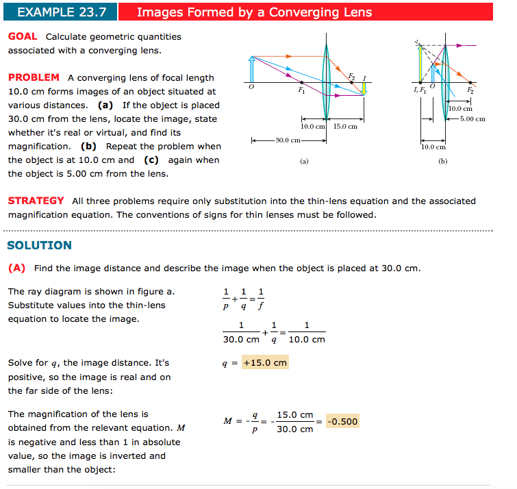 Solved EXAMPLE 23.7 Images Formed by a Converging Lens GOAL