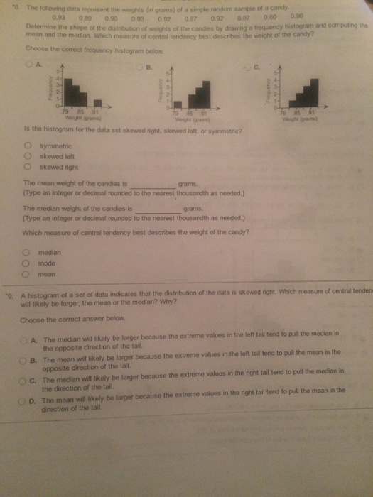 Solved The following data represent the weights (in grams)