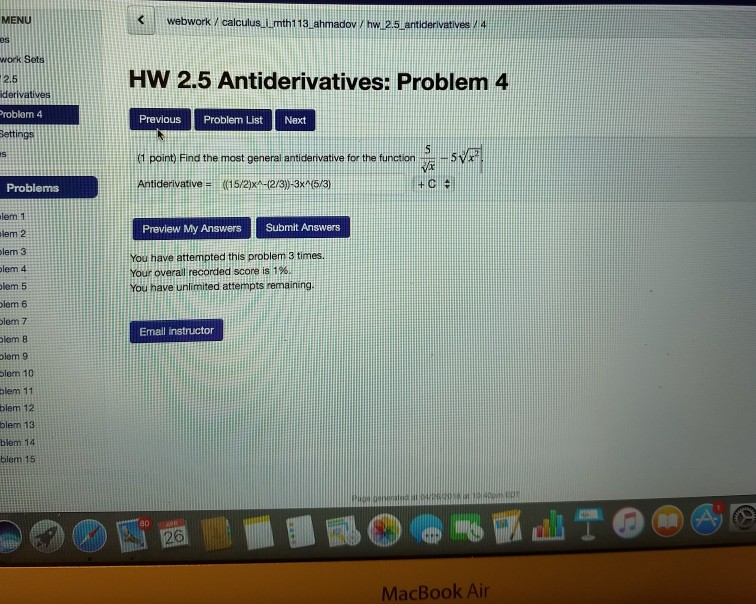 Solved MENU 05 work Sets 2.5 webwork / calculus iumth113 | Chegg.com