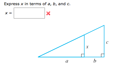 Solved Express x in terms of a, b, and c. | Chegg.com