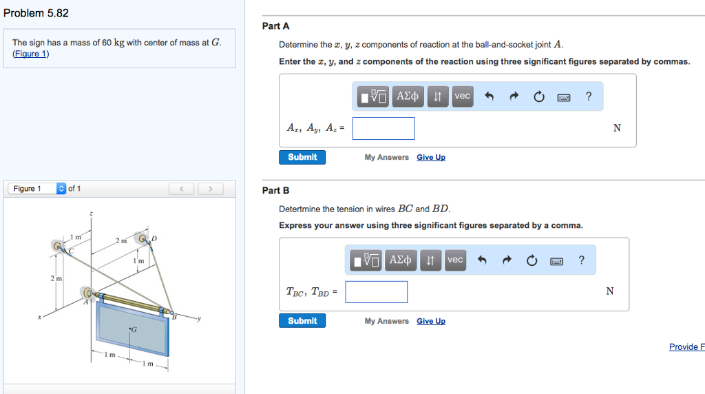 Solved The sign has a mass of 60 kg with center of mass at | Chegg.com