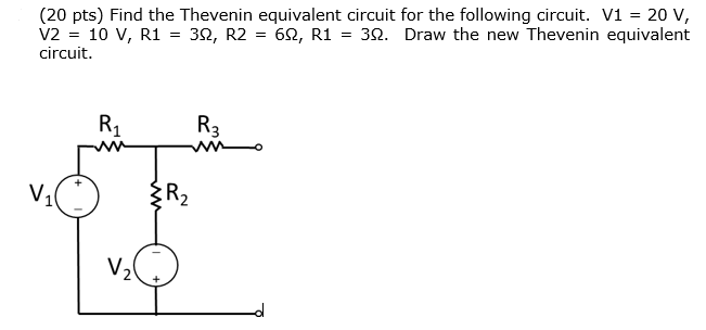 Solved (20 pts) Find the Thevenin equivalent circuit for the | Chegg.com