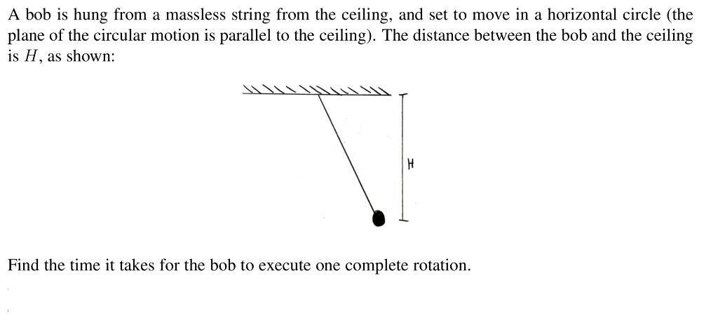 Solved A bob is hung from a massless string from the | Chegg.com