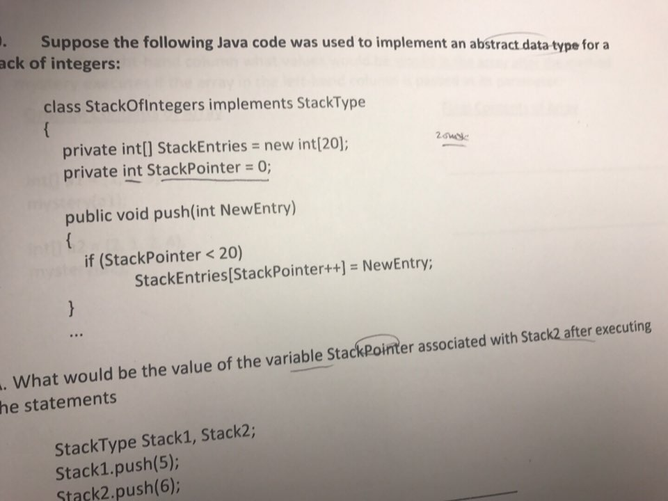 Solved Suppose the following Java code was used to implement | Chegg.com