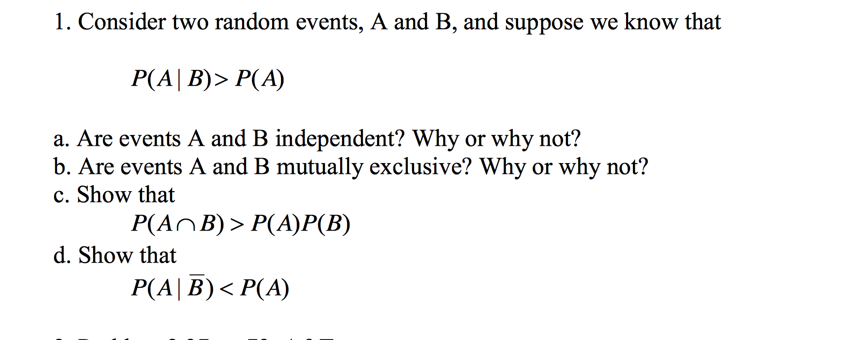 Solved Consider Two Random Events, A And B, And Suppose We | Chegg.com