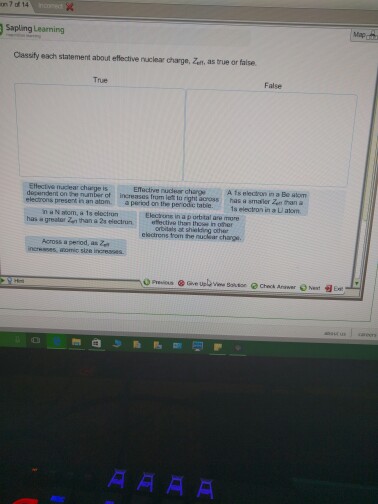 Classify Each Statement About Effective Nuclear Chegg