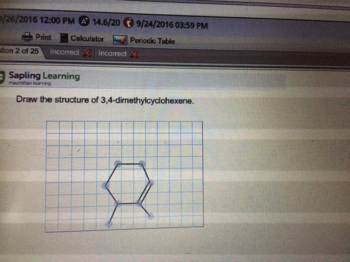 Solved Draw the structure of 3, 4dimethylcyclohexene.