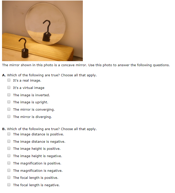 Solved The mirror shown in this photo is a concave mirror.