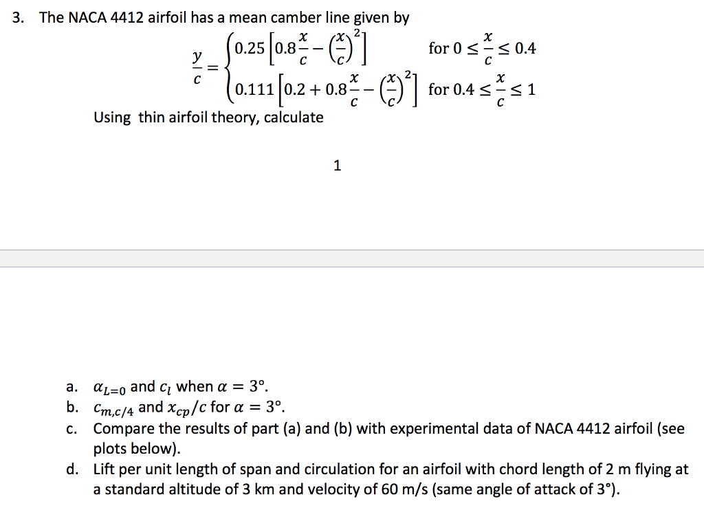 Solved 3. The NACA 4412 airfoil has a mean camber line given