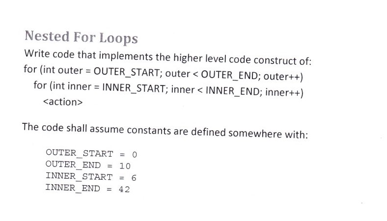 Solved Nested For Loops Write code that implements the | Chegg.com