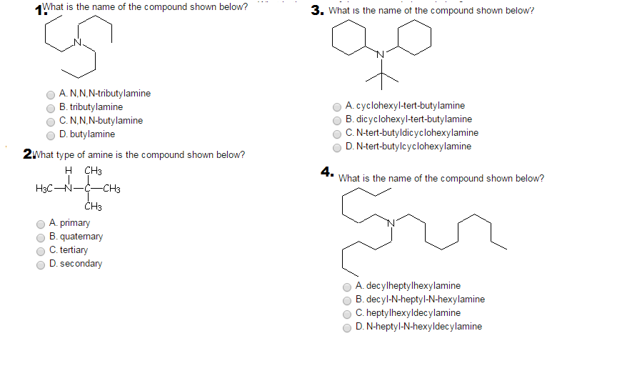 Solved What is the name of the compound shown below? What | Chegg.com