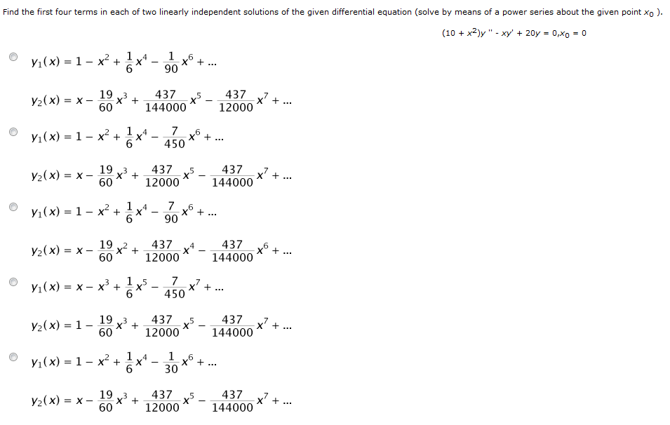 Solved Find the first four terms in each of two linearly | Chegg.com