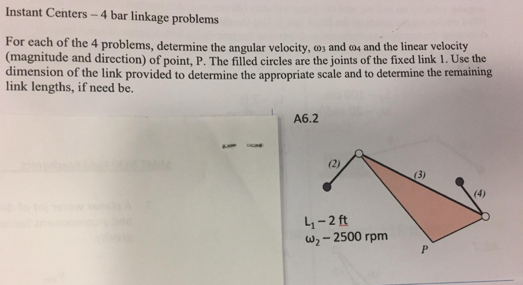 Instant Centers 4 bar linkage problems For each of