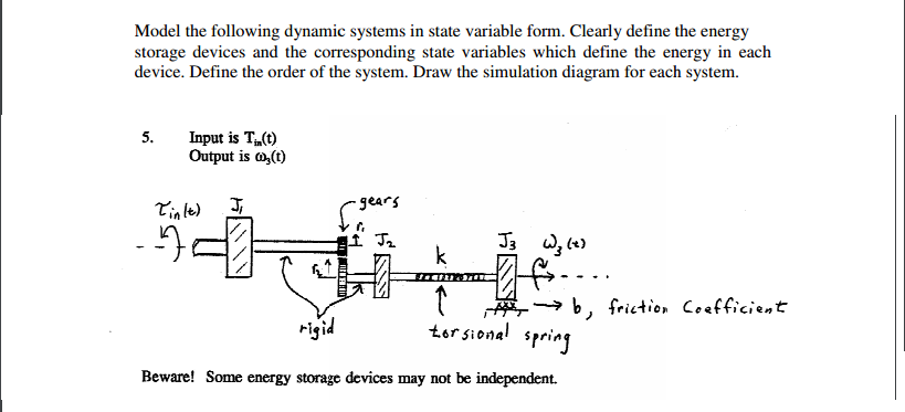 Model the following dynamic systems in state variable | Chegg.com