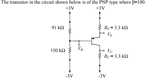 Solved The transistor in the circuit shown below is of the | Chegg.com