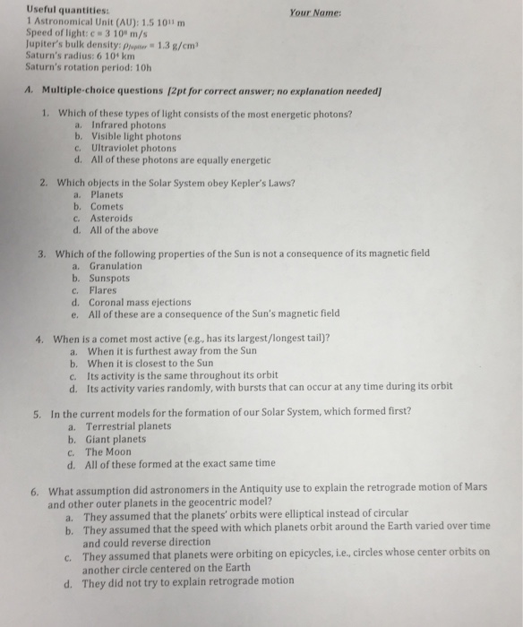 Solved 1. Astronomy. Please provide complete and correct | Chegg.com