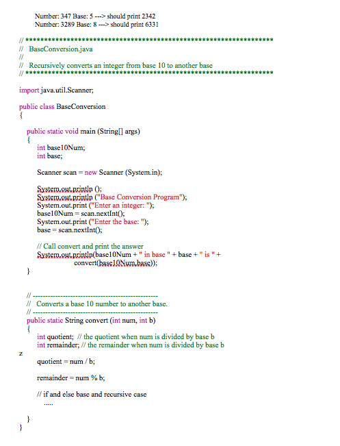 Solved One algorithm for converting a base 10 number to base | Chegg.com