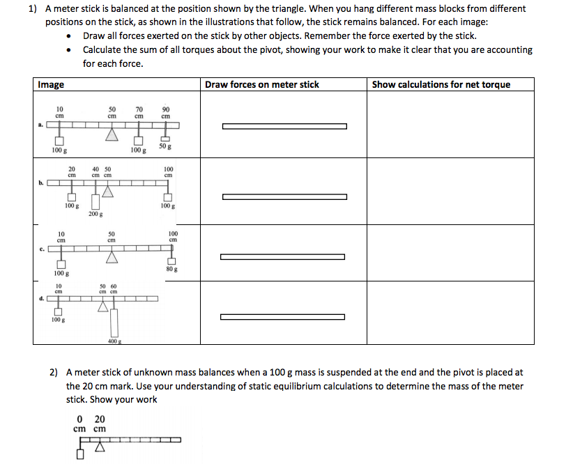 Solved A meter stick is balanced at the position shown by | Chegg.com