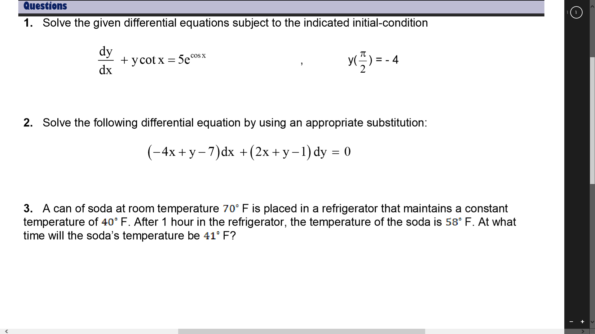 Solved Solve the given differential equations subject to the