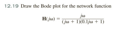 Solved Draw the Bode plot for the network function H(jw) = | Chegg.com