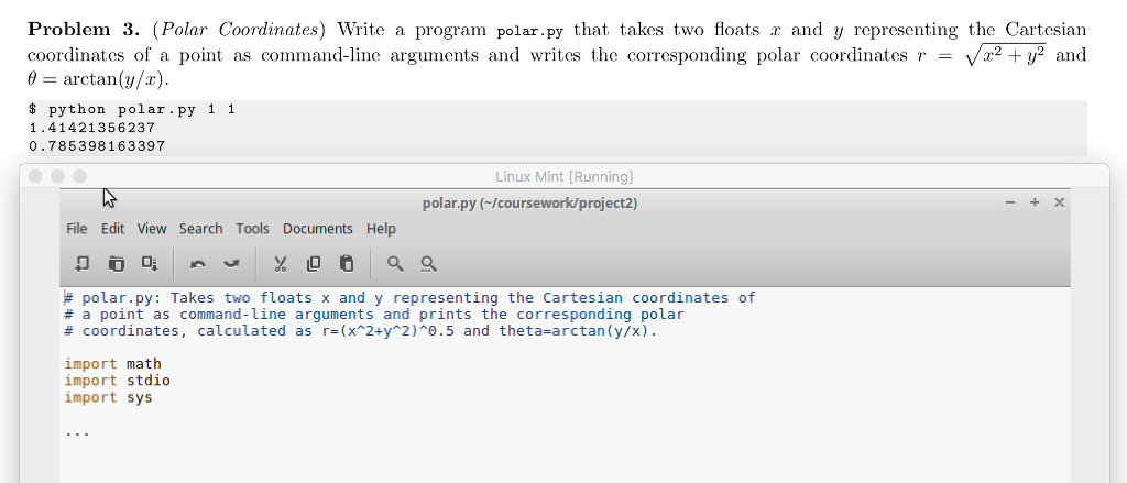 Solved Problem 3. (Polar Coordinates) Write a program | Chegg.com