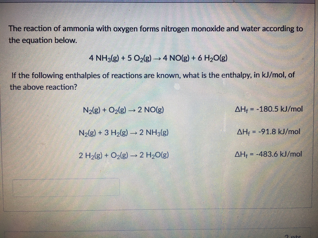 Solved 4 NH3(g) + 5 O2(g) ? 4 NO(g) + 6 H2O(g) If the | Chegg.com