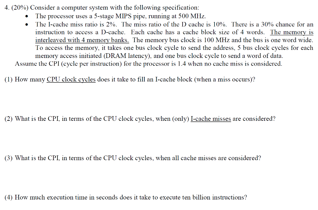 Solved Consider a computer system with the following | Chegg.com