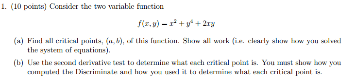 Solved Consider the two variable function f(x, y) = x^2 + | Chegg.com