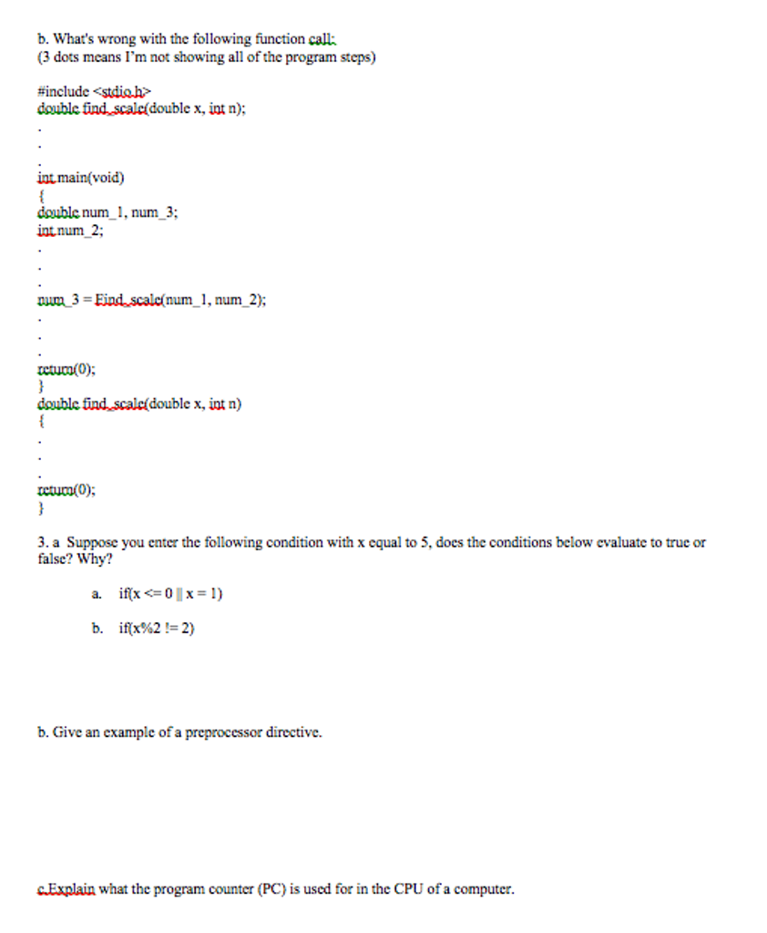 Solved What's wrong with the following function call; (3 | Chegg.com